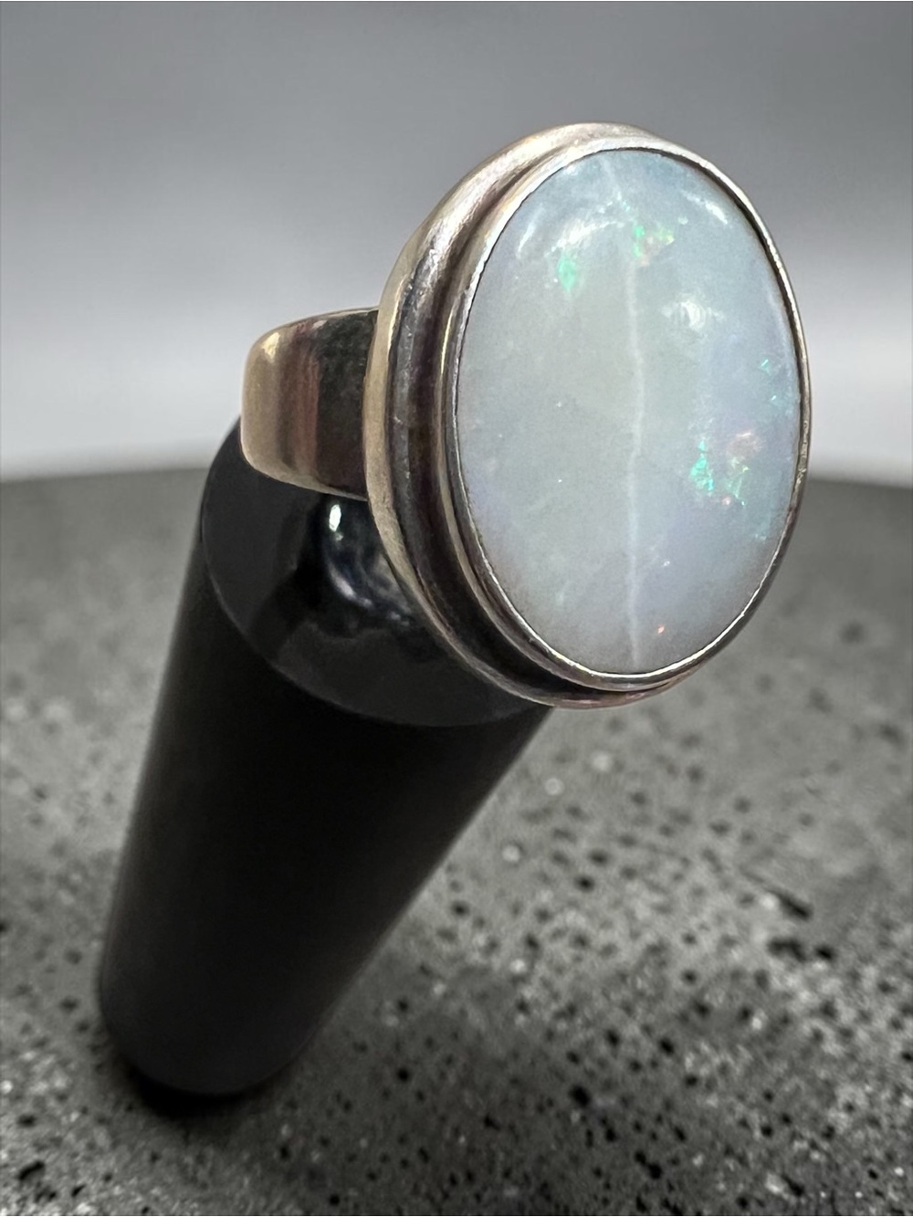 💖 Vintage Sterling Silver Opal Cabochon Ring 💖